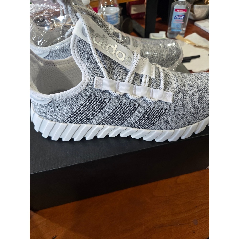 Adidas Kaptir Flow K Grey White Knit Athletic Sneakers ID1452 Kids 6.5 Womens 8